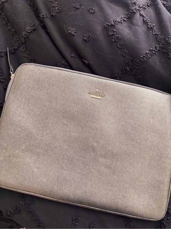 kate spade Handbags - kate spade Metallic Gray Pebbled Leather Laptop Sleeve